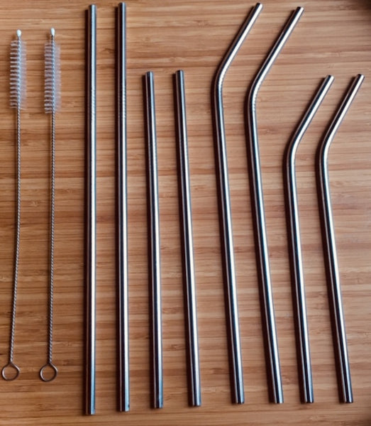 Eco-Friendly Long Reusable Metal Straws - 11 piece